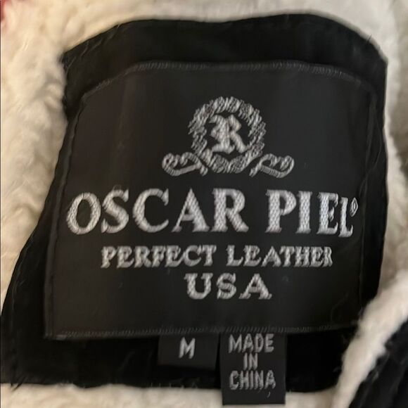 Oscar Piel Black Sherpa-Lined Genuine Suede Leather Pockets Jacket Bohemian - Picture 6 of 9